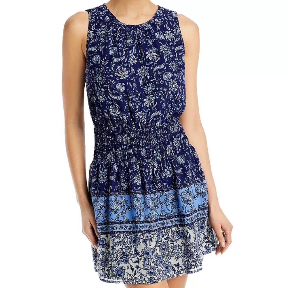 Women's AQUA Smocked Waist Summer Mini Dress Size S